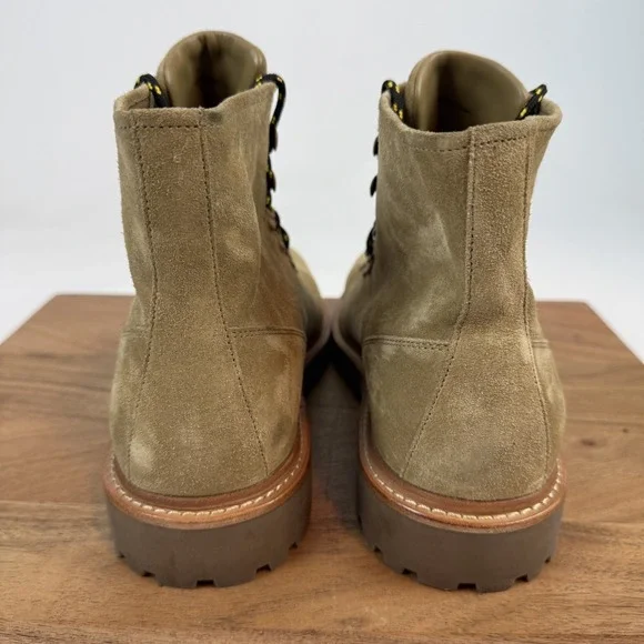 Mens Vince Safi Beige Leather Lace Up Comfort Casual Combat Boots Size 10 M GUC